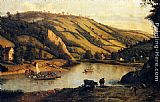 An Extensive River landscape, Probably Derbyshire, With Drovers And Their Cattle In The Foreground by Jan Siberechts